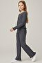 Girl's Anthracite Judge Collar Buttoned Comfortable Cut Soft Textured Stylish Suit - Girl's Suit - 3