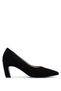 Women's Genuine Leather Black Suede Heeled Shoes