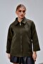 Khaki Oversized Zippered Cashmere Jacket - 7