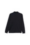Men's Button Closure Long Sleeve Polo Collar Regular Fit Navy Blue-Silver Polo Collar T-Shirt - 2