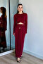 Front Closure Model Crop Tie Buckle Detail Slit Skirt Set - 2