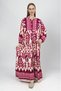 Women's Cotton Patterned Long Dress Pink