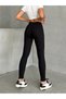 Women's Yülekbel Fleece-Lined Corded Fabric Leggings Black 1024 - 3