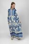 Women's Cotton Patterned Long Dress Cobalt Blue - 5