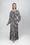 Women's Cotton Patterned Long Dress Black