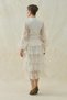 Beige floral embroidered layered chiffon dress - 5