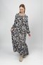 Women's Cotton Patterned Long Dress Black - 6
