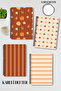 Autumn Themed Cozy Design Wire Spiral A5 Checkered 4-Piece Souvenir, Memory, School Notebook Set