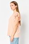 Women Round Neck Flounce Sleeve Plain T-Shirt, Peach - 2