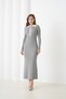Women's Polo Collar Button Detail Ribbed Knit Long Knit Dress