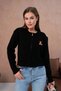 Women's Crew Neck Zipper Closure Embroidered Ribbed Knit Knitwear Cardigan - 6