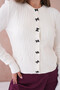 Women's Crew Neck Button Detail Hair Knit Soft Textured Knitwear Cardigan - 2