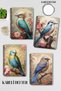 Vintage Bird Themed No:1 Design Wirebound A5 Squared 4-Piece Souvenir, Memory, School Notebook Set