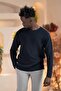 Regular Fit Stretch Fabric Self Striped Transitional Sports Sweater