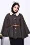 Mink Collar Fur Belted Poncho - 3