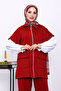 Burgundy Zippered Vest and Pants Scuba Suit - 3