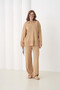 Women's Polo Neck Slit Oversized Sweater Palazzo Pants Knitwear Bottom-Top Set - 5