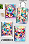 Colorful Butterfly Design Wire Spiral A5 Squared 4-Piece Souvenir, Memory, School Notebook Set