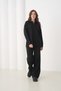 Women's Polo Neck Slit Oversized Sweater Palazzo Pants Knitwear Bottom-Top Set - 3