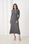 Women's Polo Collar Button Detail Ribbed Knit Long Knit Dress - 3