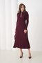 Women's Polo Collar Button Detail Ribbed Knit Long Knit Dress - 5