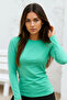 Women's Green Crew Neck Long Sleeve Bodysuit - 5