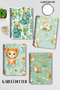 Puppy Cute Animals No:2 Design Wire Spiral A5 Squared 4-Piece Souvenir, Memory, School Notebook Set