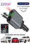 120W 4-in-1 Car Charger with Starry Sky Projector, Retractable Type-C & Lightning Cable
