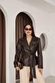 Brown Leather Lined Belted Jacket-Igni̇tes-00022