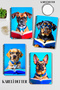 Cute Dogs Reading Books Design Wirebound A5 Squared 4-Piece Souvenir, Memory, School Notebook Set