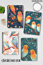 Little Birds No:3 Design Wire Spiral A5 Lined 4-Piece Souvenir, Memory, School Notebook Set