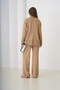 Women's Polo Neck Slit Oversized Sweater Palazzo Pants Knitwear Bottom-Top Set - 6