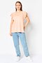 Women Round Neck Flounce Sleeve Plain T-Shirt, Peach - 4