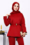 Burgundy Belted Tunic with Pants Scuba Suit - 3