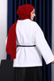 Ecru Belted Oversized Boucle Jacket - 3