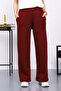 Burgundy Elastic Waist Fleece-Lined Fleece-Lined Three Thread Trousers