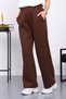 Brown Elastic Waist Fleece-Lined Fleece-Lined Three Thread Trousers - 3