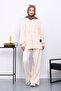 Cream Zippered Tunic Trouser Set - 2