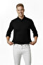 Men's Black Lycra Fabric Ribbed Slim Fit Long Sleeve Shirt 2500805 - 5