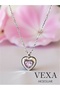 Amora Heart Model Stone Non-Tarnish 316L Imported Steel Necklace - Box and Luck Bracelet Gift - 3