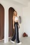 Grody.T Women's High Waist Sides Striped Detail Flared Diving Leggings Pants - 3