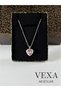 Amora Heart Model Stone Non-Tarnish 316L Imported Steel Necklace - Box and Luck Bracelet Gift - 6