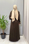 Silk Cupro Dress with Collar Accessories Brown 5011 - 3
