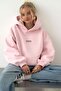 Women's Oversized Sweatshirt Hoodie with AMORE Printed , Pink – Hooded, Kangaroo Pocket, 3-Thread Brushed Inside - 3