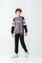 Long Beach Printed Top Sweat Sleeves Paneled Boys Bottom Top Tracksuit Set - 3