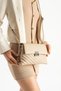 Stylishly Designed Mink Women's Medium Size Crossbody Bag, Chain Strap, Embroidery and Flap Detail Shoulder Bag