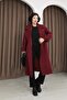 Women's Burgundy Cashmere Double-Breasted Collar Long Coat.1173 - 2