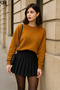 Women's Crew Neck Winter Oversized Mustard Sweater - 2