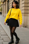 Women's Crew Neck Winter Oversized Yellow Sweater
