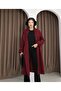 Women's Burgundy Cashmere Double-Breasted Collar Long Coat.1173
